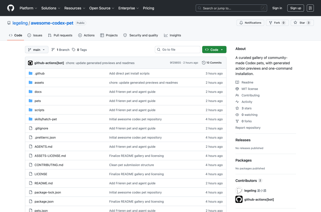 Awesome Codex Pet 的 GitHub 仓库首页