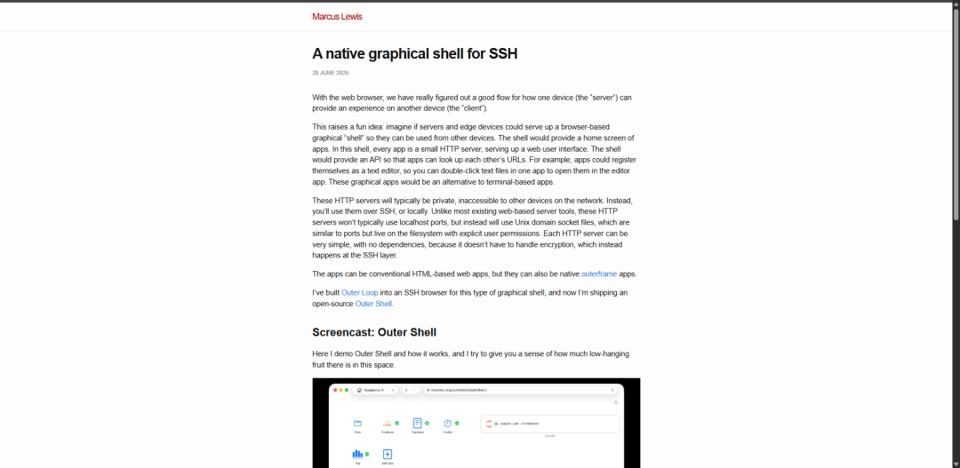 设想一种通过 SSH 提供图形界面的原生 shell