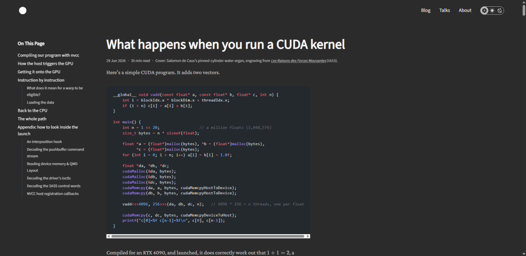运行 CUDA kernel 时 GPU 内部究竟发生了什么
